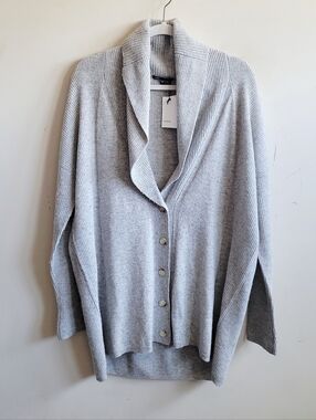 VINCE Wool Cashmere Long Oversized Cardigan Sweater Gray